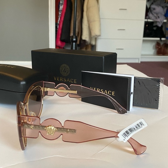 🔥🔥 Authentic Versace Transparent Pink Cat Eye Sunglasses 53mm - NEW! - Picture 11 of 15